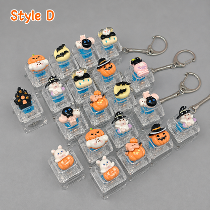 Halloween Fidget Keycap Pressing Stress Relief Keychain with Cute Holiday Charms