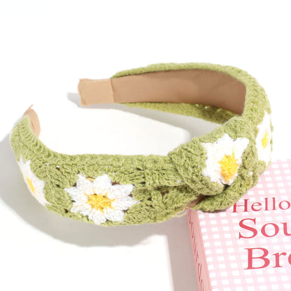 Handmade Crochet Headband Boho Knitted Hair Band for Women & Girls Granny Square Hair Accessory