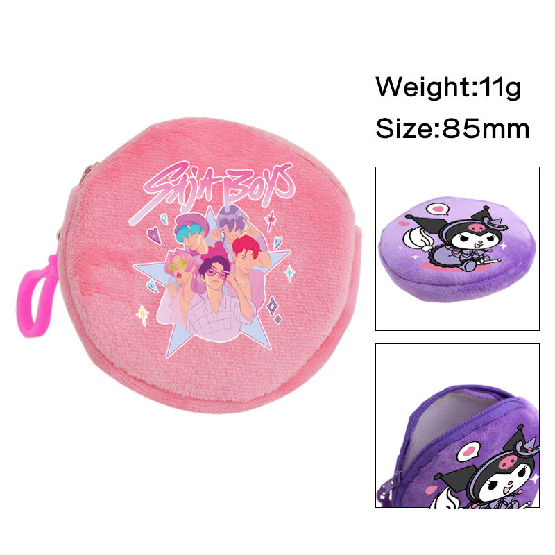 Plush K-pop Demon Hunters Mini Coin Purse & Earphone Case Bag Charm Keychain
