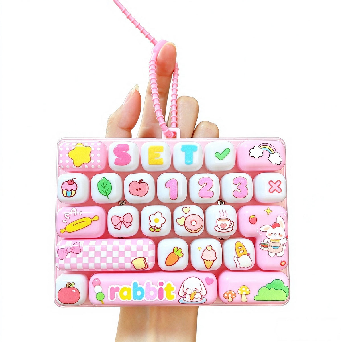 Transparent Dual-Color 26-Key Fidget Keyboard Keychain – Clicky Stress Relief Toy