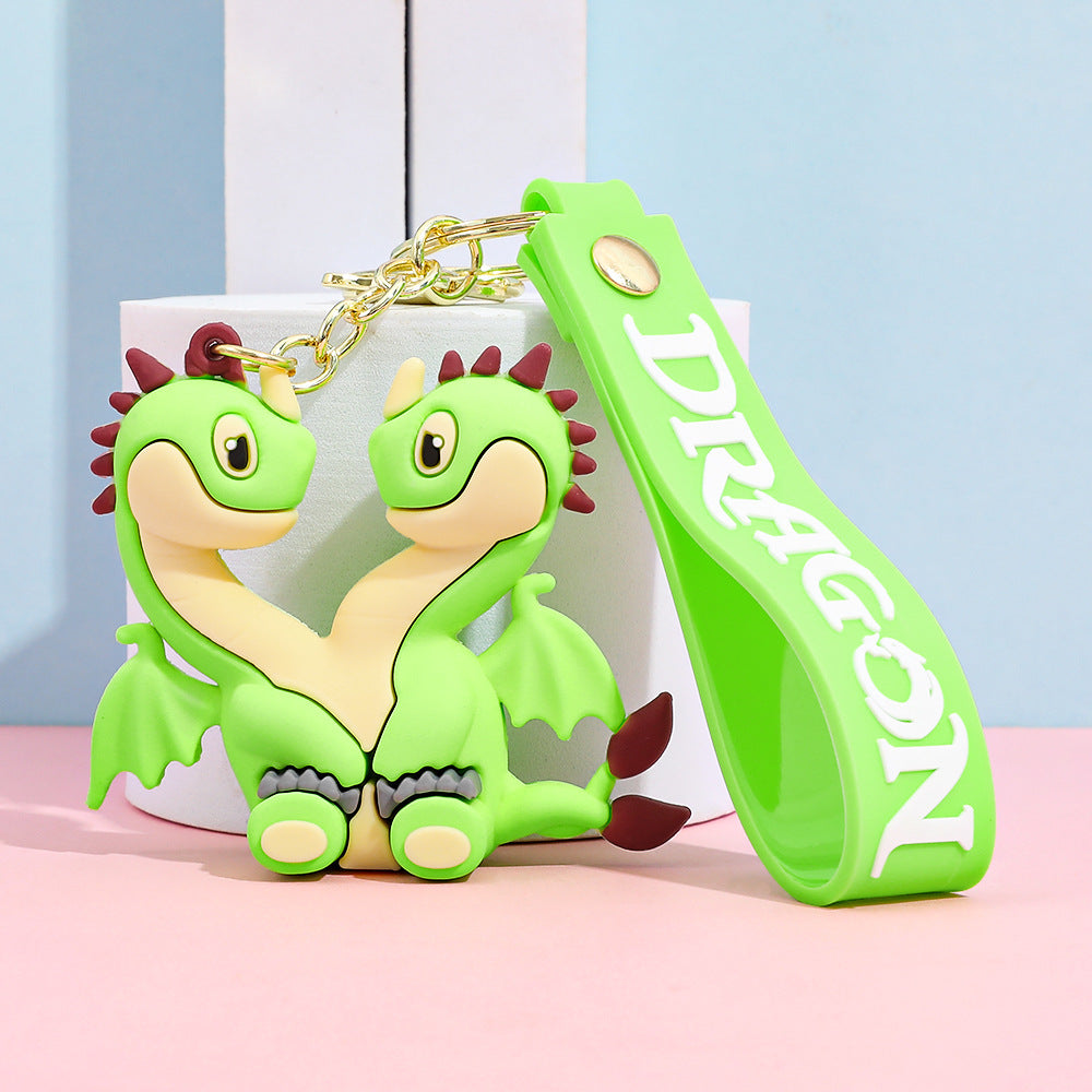 Cartoon Black Dragon PVC Keychain Flying Dragon Bag Charm Soft Rubber Pendant