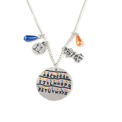 Stranger Things Inspired Jewelry Set Letter Alloy Pendant Necklace & Bracelet Trendy Collectible Accessories