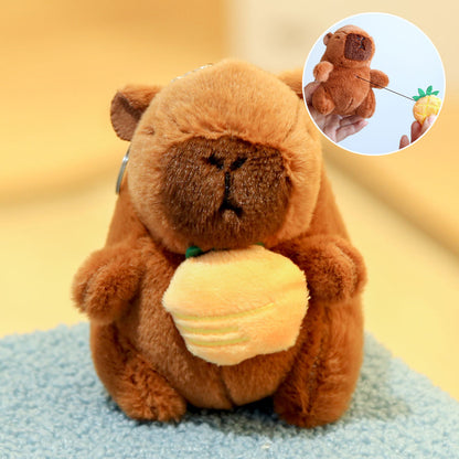 Interactive Capybara Plush Keychain – Pull-String Wiggling Bag Charm
