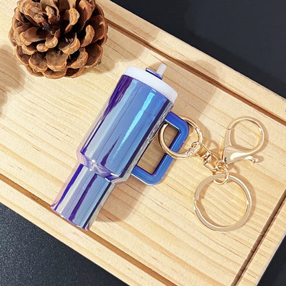 Mini Tumbler Bag Charm Keychain Holographic Rainbow Plastic Cup Charm Accessory