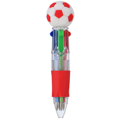 Mini 4-Color Ballpoint Pen with Sports Ball Top (Soccer, Basketball, Football)Click Retractable Planner Pen