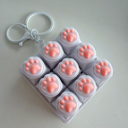 Silicone Cat Paw Keycap Stress Relief Keychain Keyboard-Style Pendant Charm