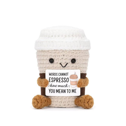 Crochet Food & Drink Pals with Message Cards – Cute Desk Decor & Gifts