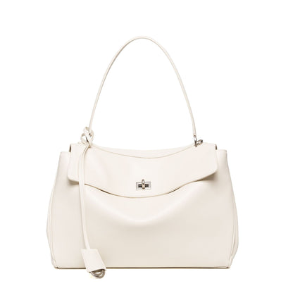 Slouchy Turn-Lock Shoulder Bag in Leather or Suede