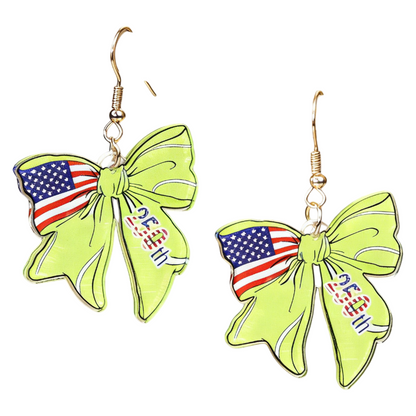 4th of July 250th Anniversary Patriotic USA Flag Acrylic Drop Earrings Holiday Jewelry