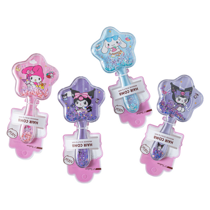 Kids Glitter Hair Brush Cartoon Princess Cushion Detangling Comb, Scalp Massage Brush Random Colors