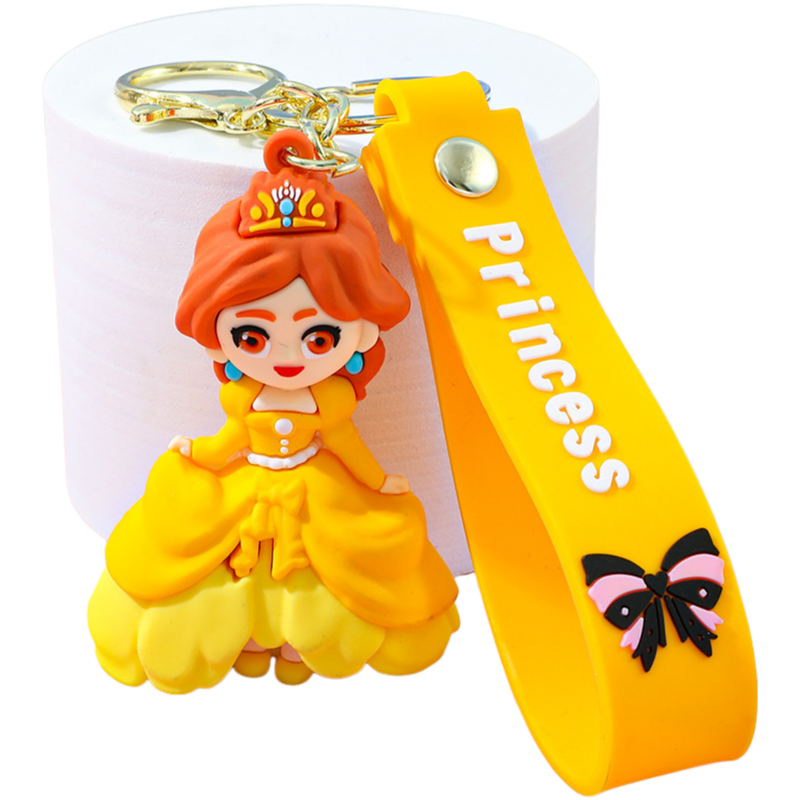 Cute Cartoon Princess Backpack Charm – Soft Silicone Keychain for Bags & Car Keys