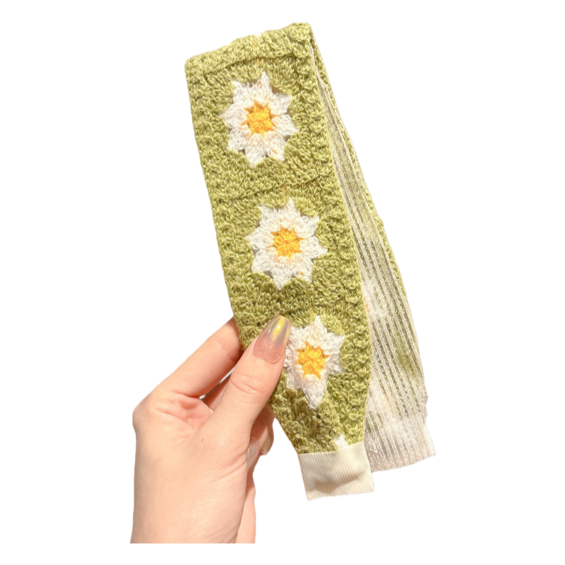 Knit Floral Cottagecore Headband for Girls Strawberry Sunflower Pattern Hair Accessory