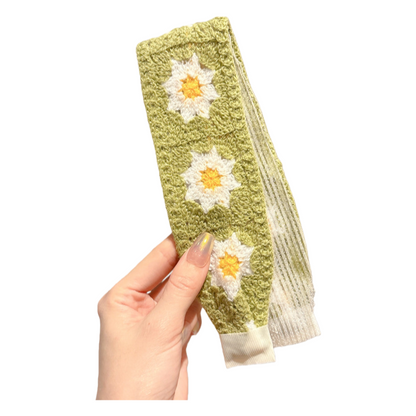 Knit Floral Cottagecore Headband for Girls Strawberry Sunflower Pattern Hair Accessory