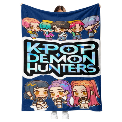 New K-pop Demon Hunters Plush Throw Blanket Flannel Nap Blanket for Sofa or Bed