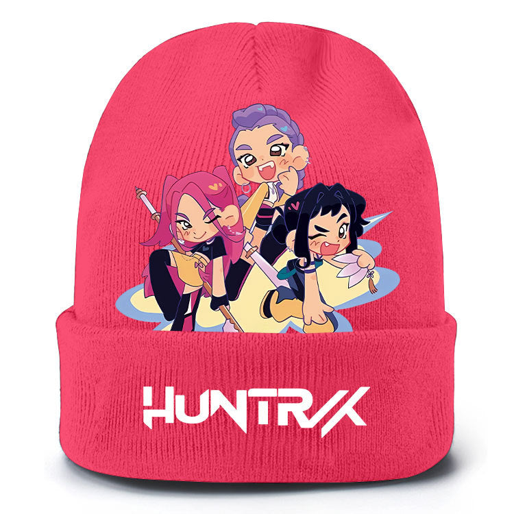 K-Pop Demon Hunters Knit Beanie Cozy Plush Lined Pull-On Hat for Spring & Winter Unisex Street Style
