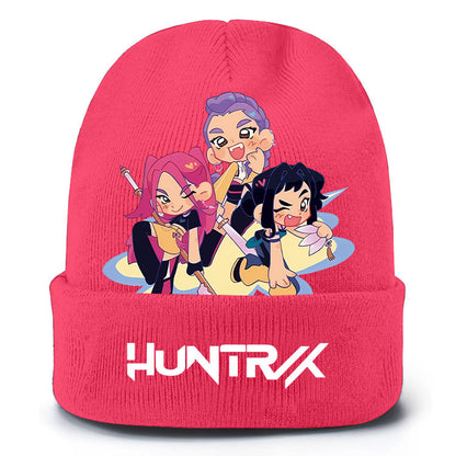 K-Pop Demon Hunters Knit Beanie Cozy Plush Lined Pull-On Hat for Spring & Winter Unisex Street Style