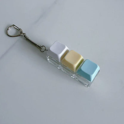 Pastel Colors Finger Press Button Cube Squishy Keyboard Keychain Stress Relief Toy