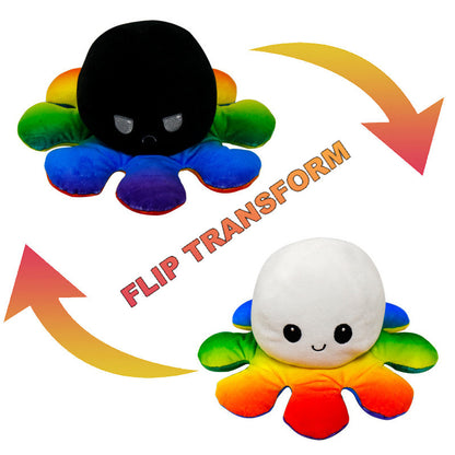Reversible Octopus Plush Toy – Double-Sided Mood & Emotion Stuffed Animal