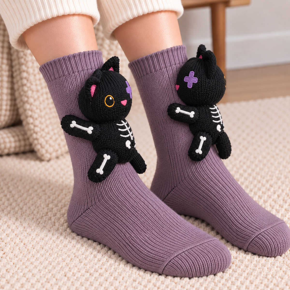 3D Animal Character Knit Crew Socks – Funny Cozy Socks for Everyday Lounging & Gifts