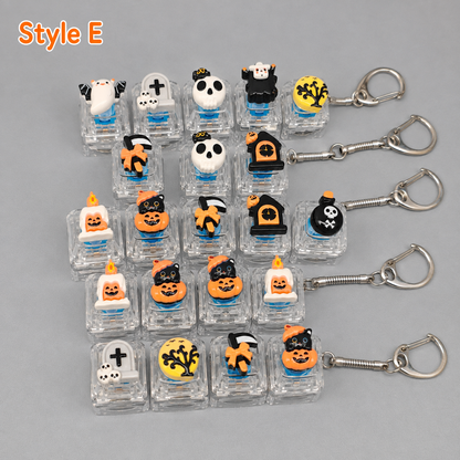 Halloween Fidget Keycap Pressing Stress Relief Keychain with Cute Holiday Charms