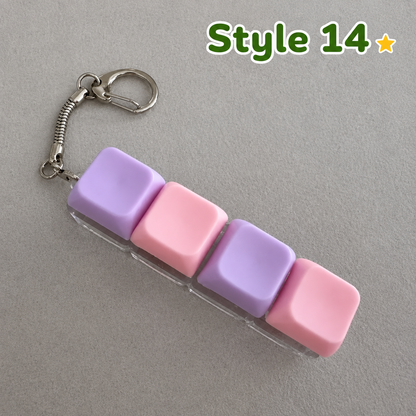 Pastel Colors Finger Press Button Cube Squishy Keyboard Keychain Stress Relief Toy