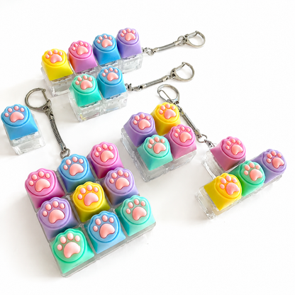 Kawaii Paw Print Keycap Bag Charm Keychain – Cute Mini Keyboard Keychain for Gifts