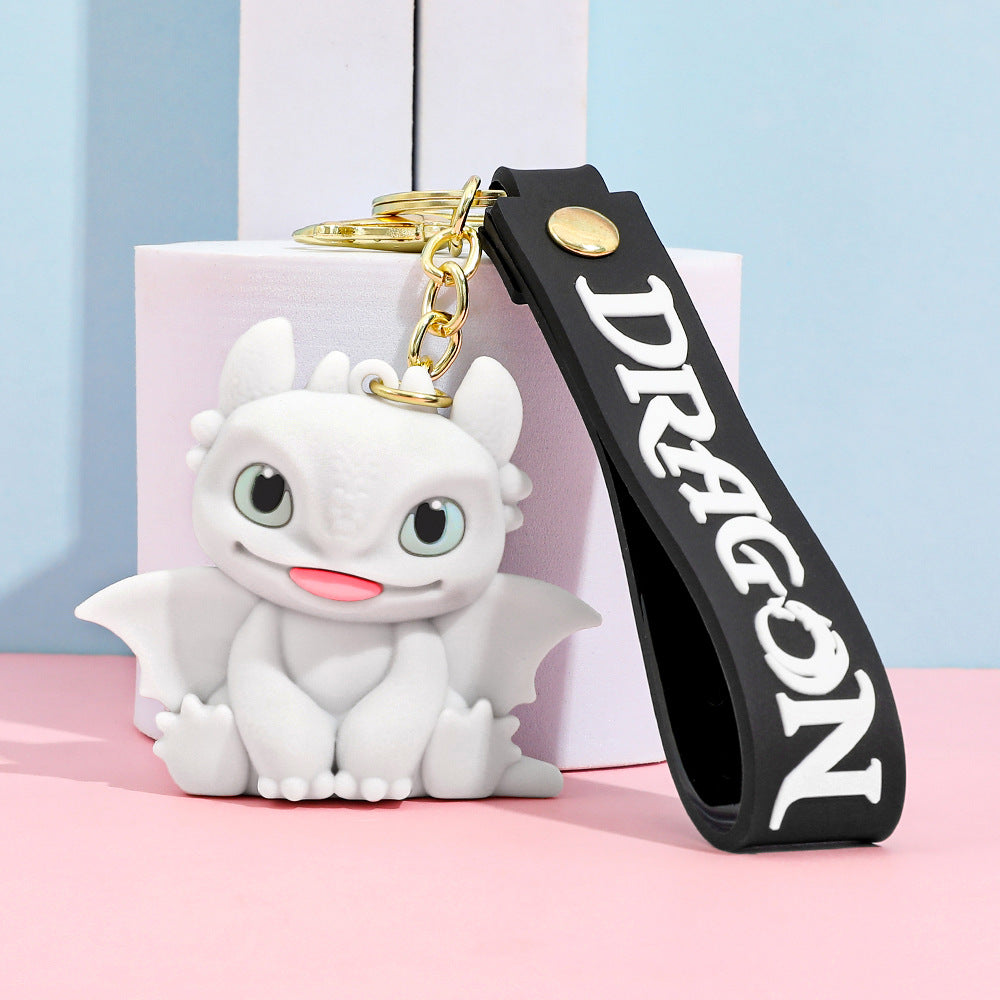 Cartoon Black Dragon PVC Keychain Flying Dragon Bag Charm Soft Rubber Pendant