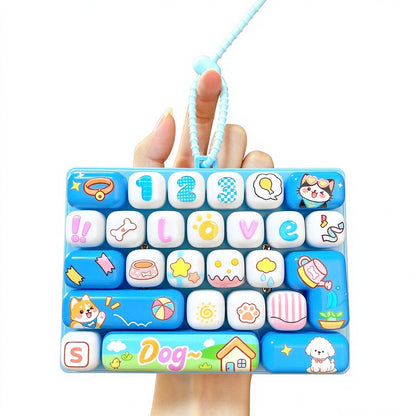 Transparent Dual-Color 26-Key Fidget Keyboard Keychain – Clicky Stress Relief Toy