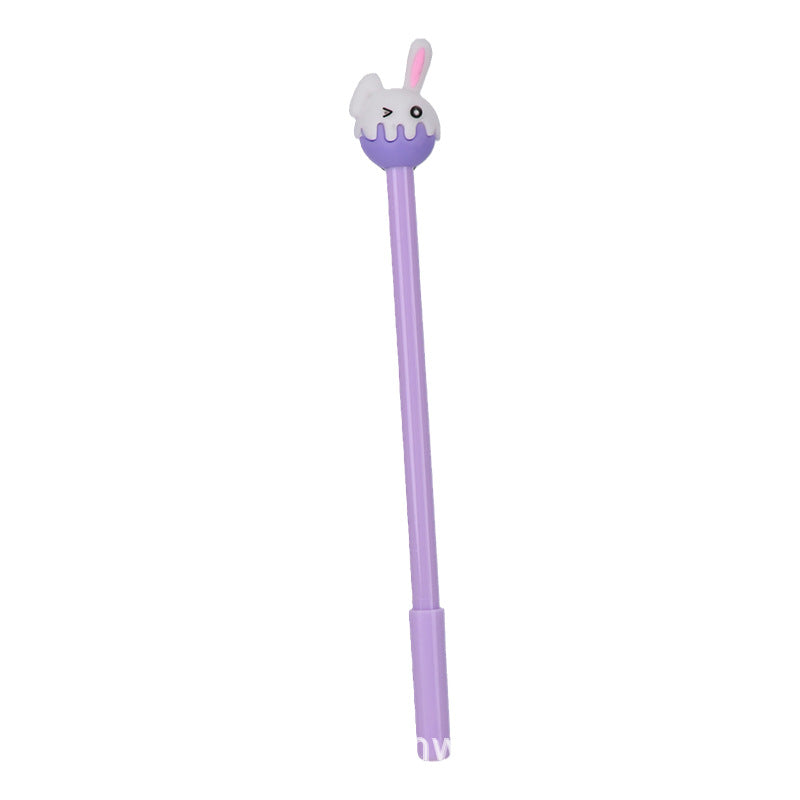 Cartoon Silicone Easter Bunny Pen Creative Topper Gel Pen Black Ink Journal Pen