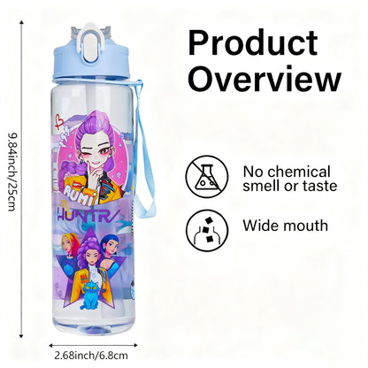 K-POP Demon Hunter Children’s Straw Water Cup Portable Plastic Drinking Bottle 24Oz