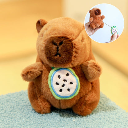 Interactive Capybara Plush Keychain – Pull-String Wiggling Bag Charm