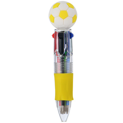 Mini 4-Color Ballpoint Pen with Sports Ball Top (Soccer, Basketball, Football)Click Retractable Planner Pen