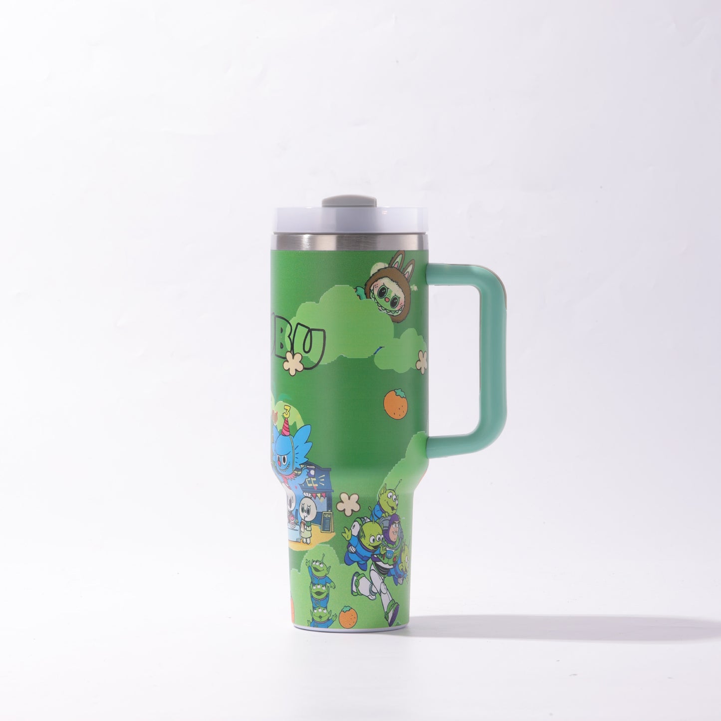 Labubu 40oz Insulated Tumbler with Handle and Straw Car Travel Mug Hot & Cold Stainless Steel Cup