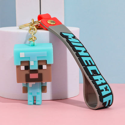 Pixel Block Style PVC Silicone Keychain Cartoon Figure Key Ring & Bag Charm