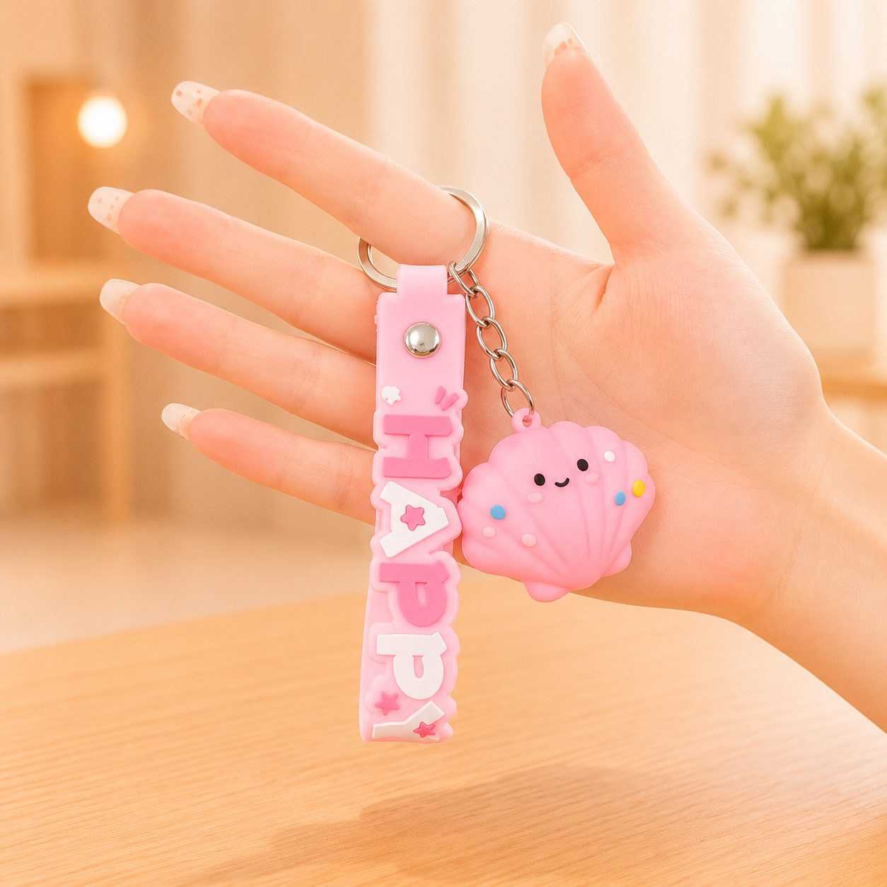 Cute Ocean Friends Silicone Keychain Set – Crab, Shell & Shark, 4-Piece Color Set