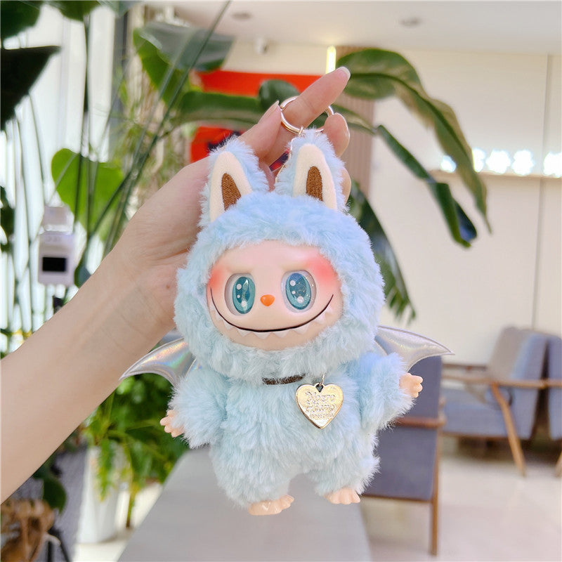 Labubu Soft Vinyl Plush Doll Keychain with Wings – Cute Mini Pendant Toy Necklace Charm