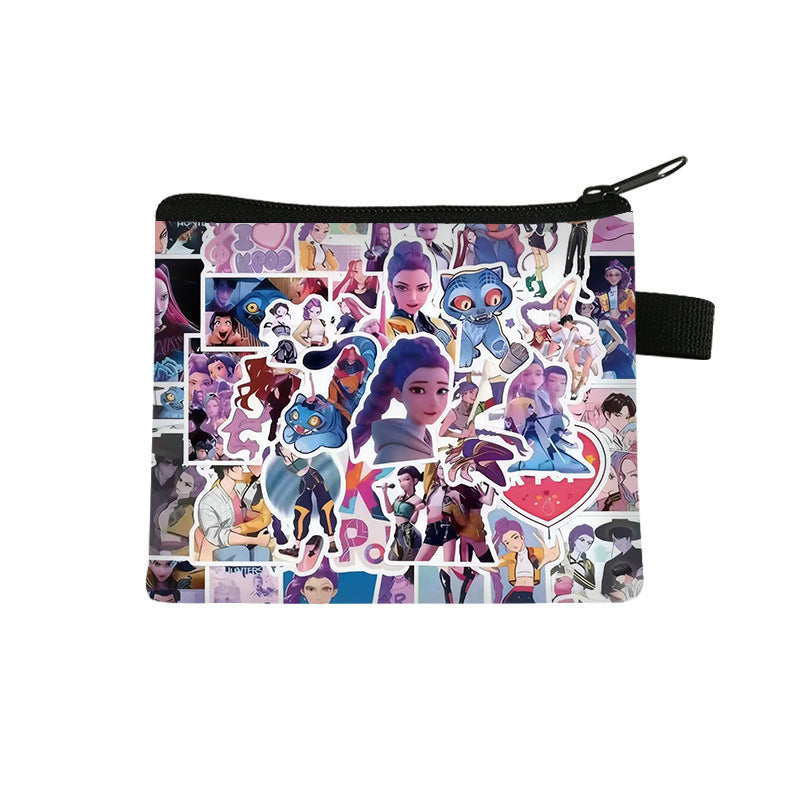 K-Pop Demon Hunters Anime Printed Mini Coin Purse Cute Small Wallet Portable Key & Card Holder
