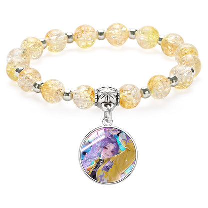 New Design K-Pop Demon Hunters Beaded Charm Bracelet with Gemstone Ice-Cracked Style