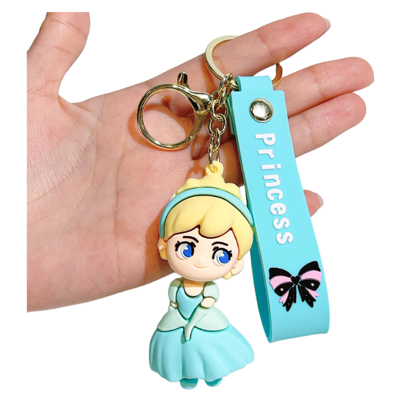 Cute Cartoon Princess Backpack Charm – Soft Silicone Keychain for Bags & Car Keys