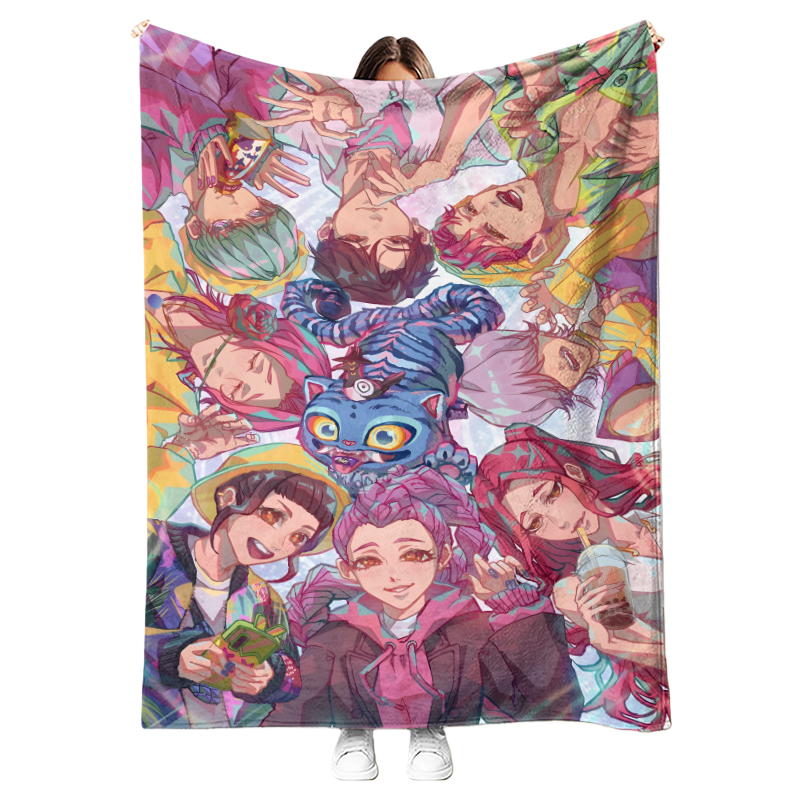 New K-pop Demon Hunters Plush Throw Blanket Flannel Nap Blanket for Sofa or Bed