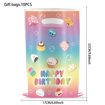 Kawaii Squishy Toy Themed Birthday Party Supplies – Cute Cartoon Paper Plates, Cups, Napkins, Tablecloth & Decorations