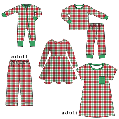 Christmas Red Green Plaid Family Pajama Collection