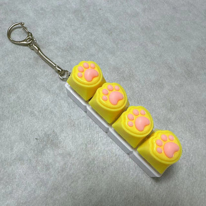 Kawaii Paw Print Keycap Bag Charm Keychain – Cute Mini Keyboard Keychain for Gifts