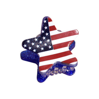 4th of July USA Flag Mini Claw Clips & Half-Moon Hair Claw Patriotic Hair Accessories