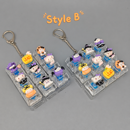 Halloween Fidget Keycap Pressing Stress Relief Keychain with Cute Holiday Charms