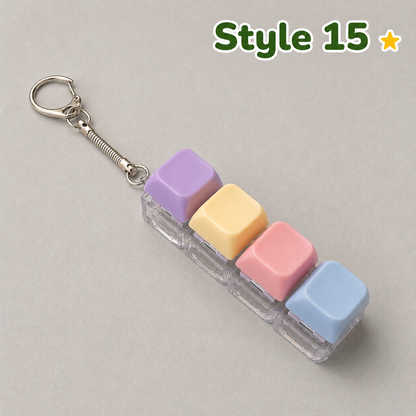 Pastel Colors Finger Press Button Cube Squishy Keyboard Keychain Stress Relief Toy
