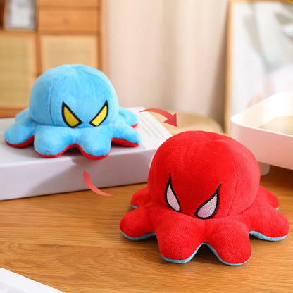 Reversible Octopus Plush Toy – Double-Sided Mood & Emotion Stuffed Animal
