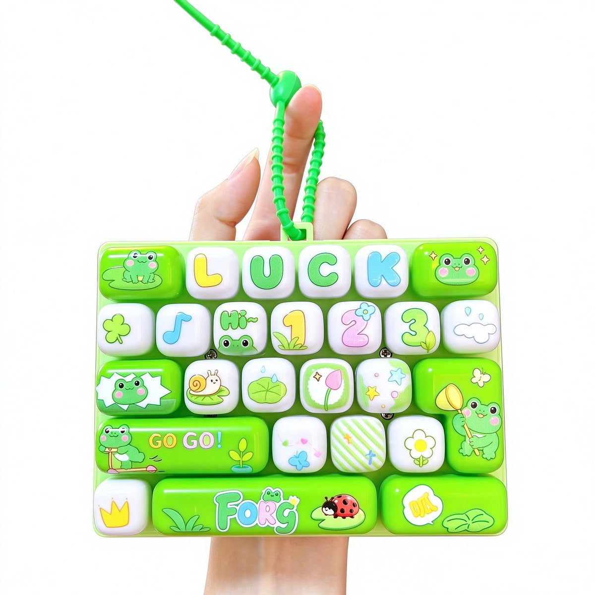 Transparent Dual-Color 26-Key Fidget Keyboard Keychain – Clicky Stress Relief Toy
