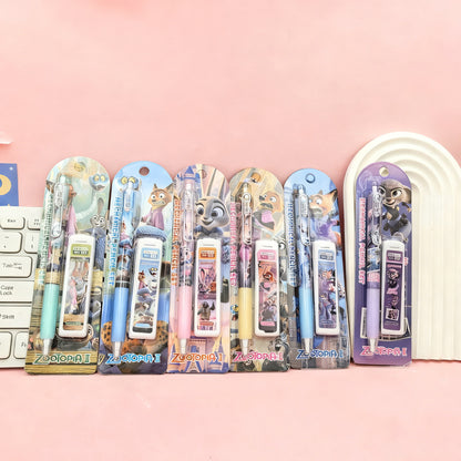 Zootopia 2 Cartoon Mechanical Pencil Set with Lead Refills No-Sharpen Click-Action Design