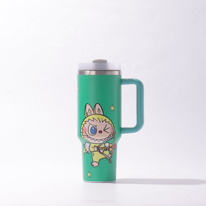 Labubu 40oz Insulated Tumbler with Handle and Straw Car Travel Mug Hot & Cold Stainless Steel Cup